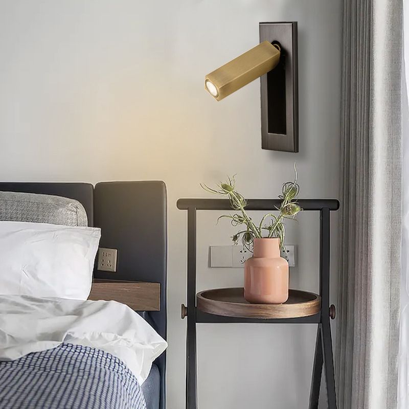 1-Light Rectangle Wall Mount Light Modern Style Metal Wall Sconce Lights