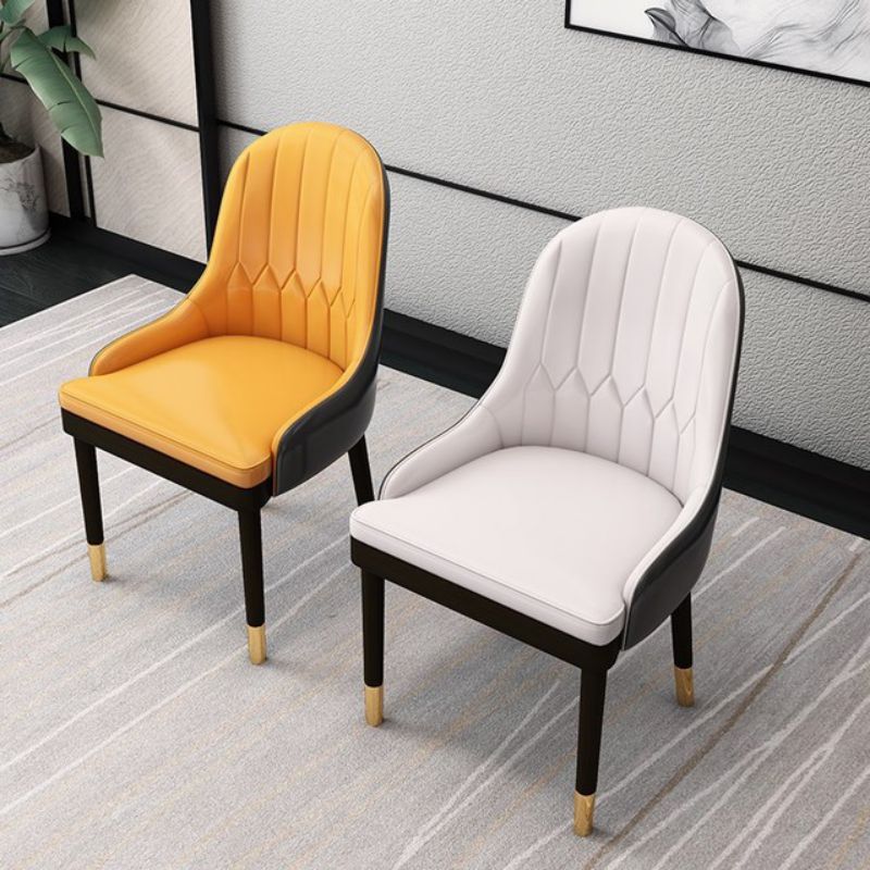 Glam Wood Dining Arm Chairs Faux Leather Dining Room Chairs for Home Use