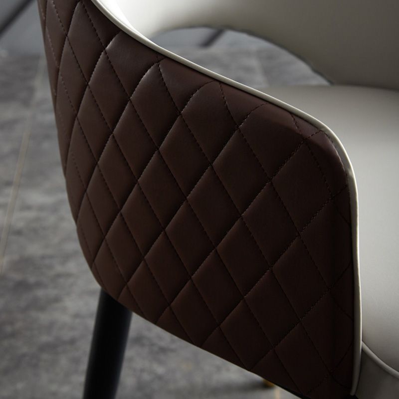 Open Back Dining Arm Chair Modern Style Faux Leather Dining Side Chairs