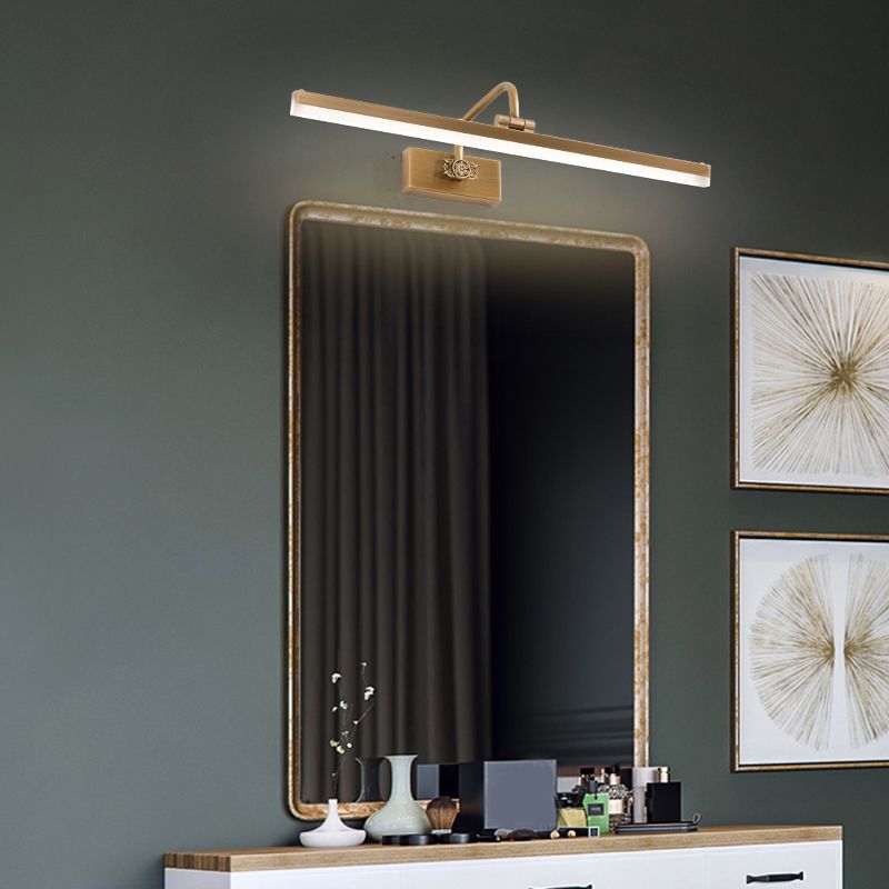 Mid-Century Vintage Style Strip Wall Mounted Vanity Lights Copper Flush Mount Wall Sconce for Bathroom