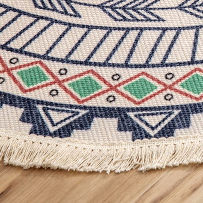 Traditional Floral Design Rug Moroccan Round Indoor Rug Cotton Blend Pet Friendly Area Carpet for Home Decoration