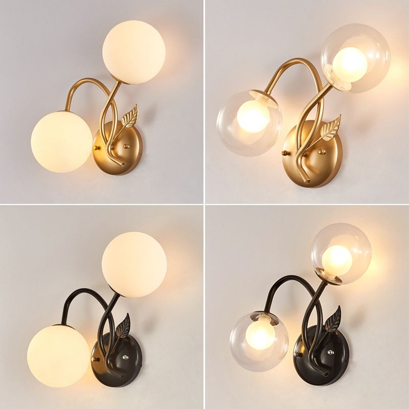 Modern Sconce Light Fixture 2-Light Wall Sconce with Metal and Glass for Living Room