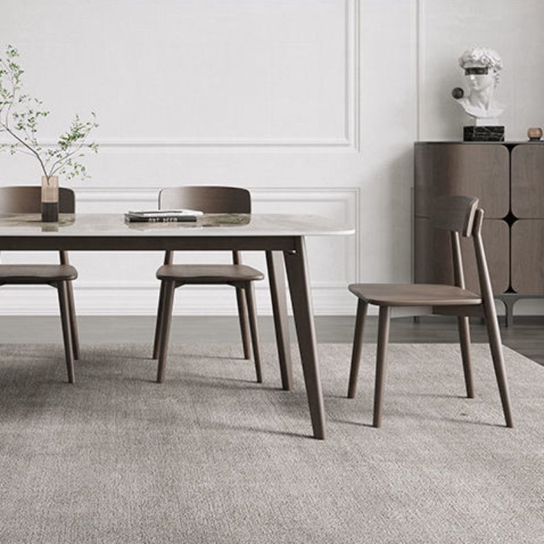 Modern Stone Dining Room Table for 2-6 Person Grey Rectangular Top