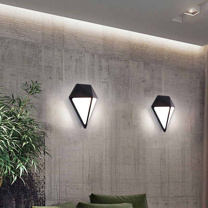 Aluminum Diamond Wall Sconce Light Minimalist Black LED Wall Mount Lighting for Outdoor