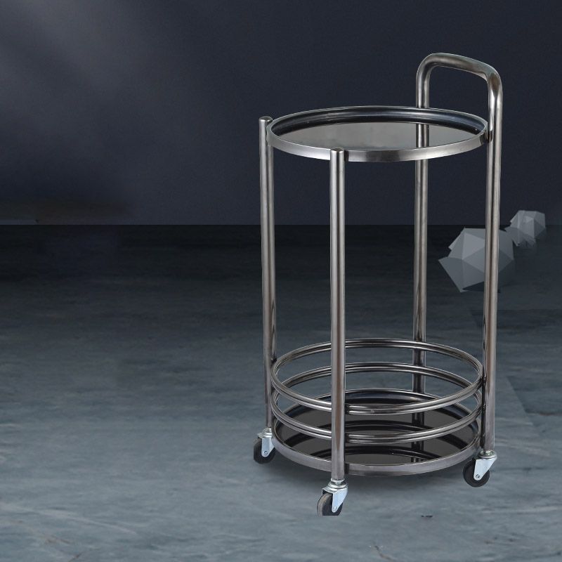 Modern Open Storage Prep Table Round Home Dining Kitchen Trolley