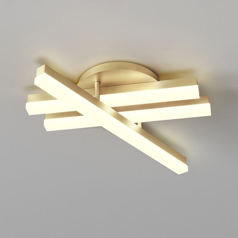 Linear Flush Mount Ceiling Light Minimal Acrylic LED Gold Lighting Fixture in Warm/White Light for Bedroom
