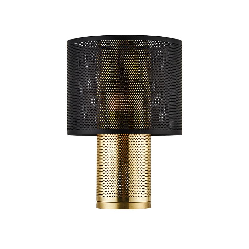 Simplicidad Dual Cilindro Mesa de noche Light Metal 1 Bulbo Lámpara de noche de noche en negro/blanco