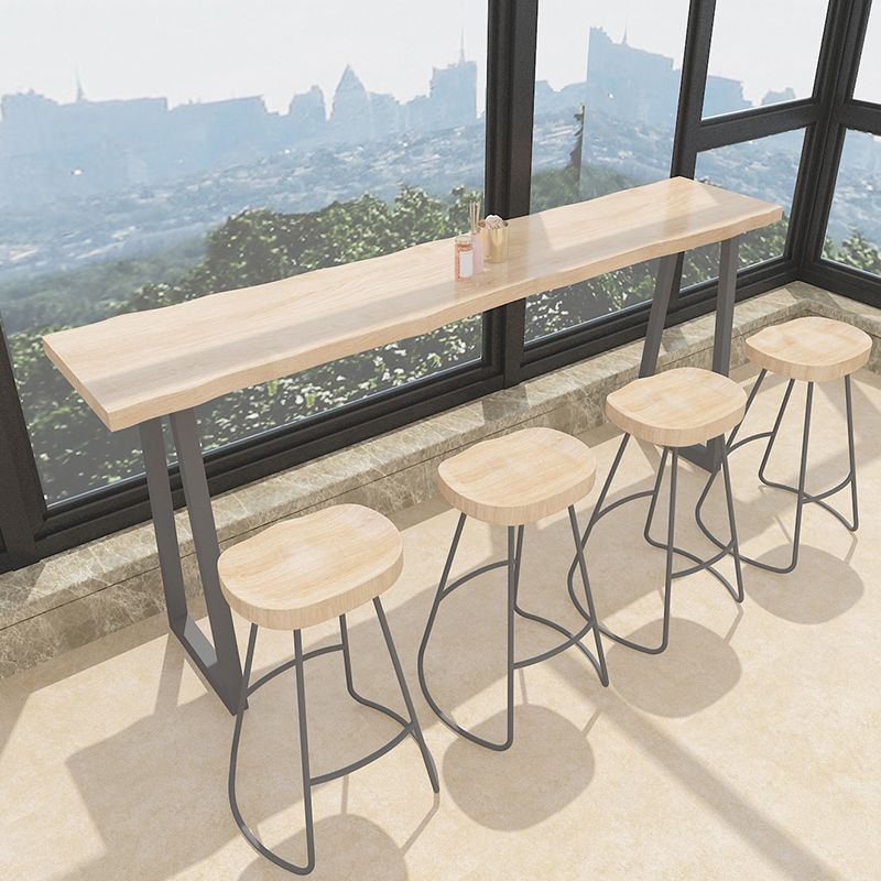 Rectangle Solid Wood Bar Table Set Modern 1/5 Pieces Counter Table with Backless Stools
