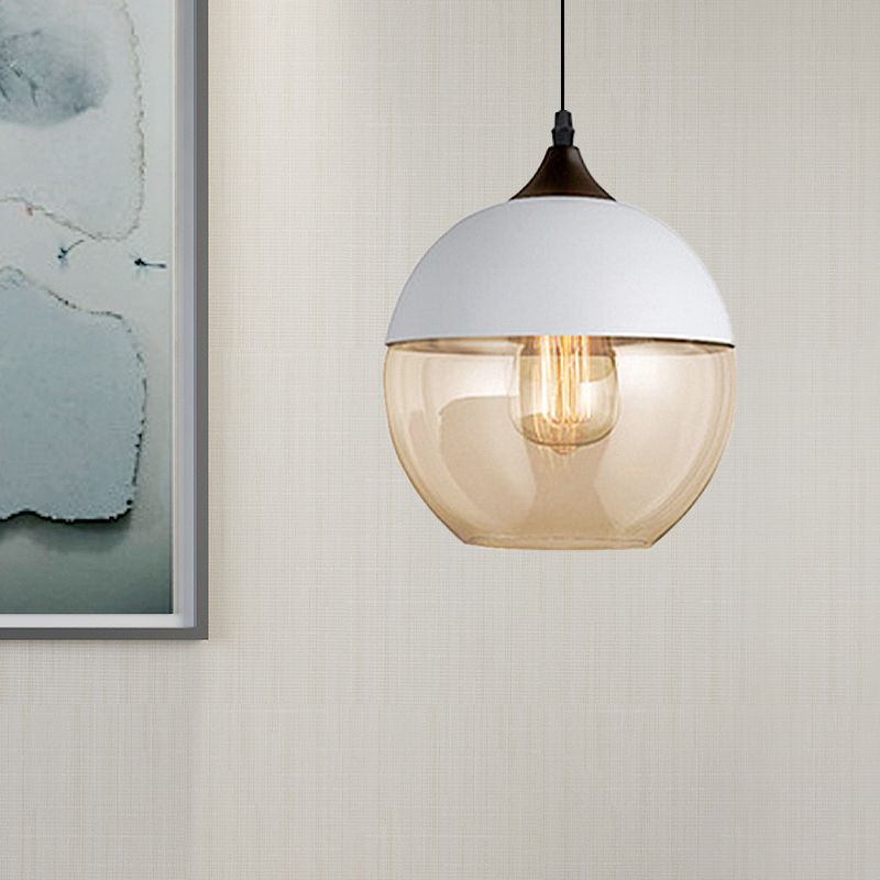 5 "/ 7" / 8 "de large tambour / cylindre / pot transparent en verre transparent pendant moderne 1 clair de suspension blanche / noir clair