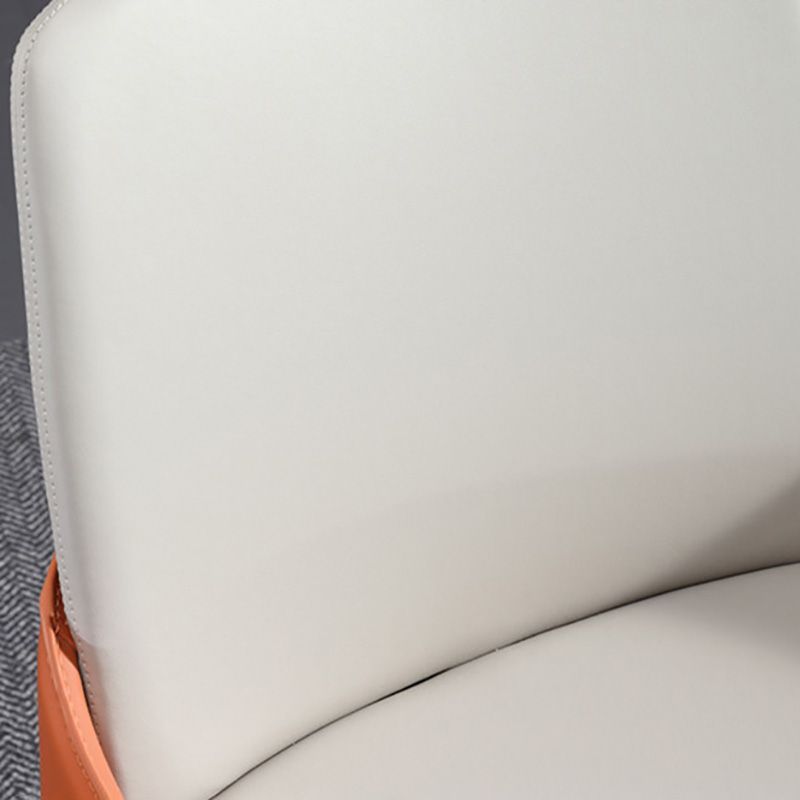 Contemporary Metal Dining Room Chair Arm Faux Leather Side Chair for Dining Room