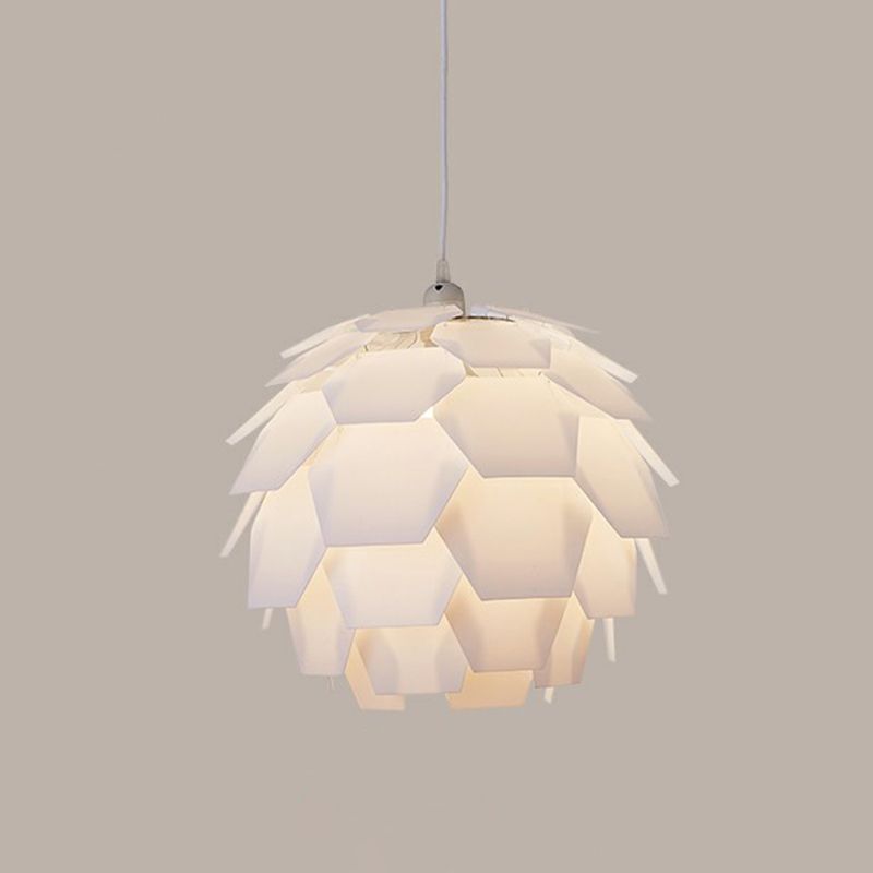 Round Shaped Ceiling Lighting Simplicity Feather Girls Bedroom Hanging Lamp in White