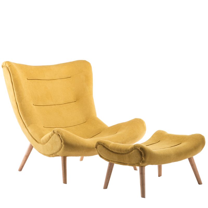 40.5"L x 37"W x 31.5"H Upholstered Accent Chair Armless Lounge Chair with Ottoman