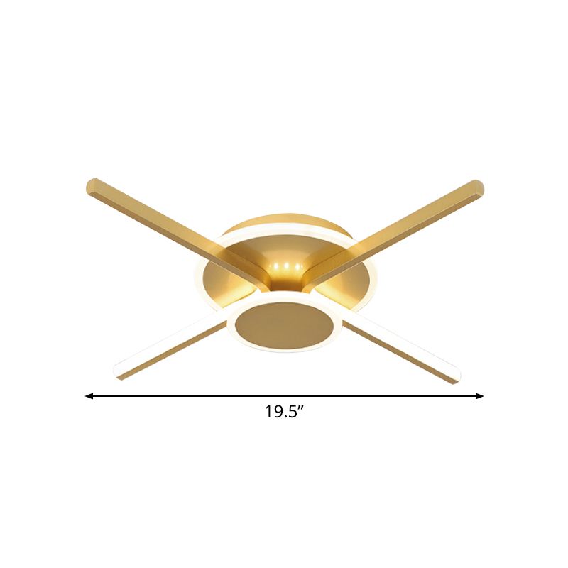 Minimalist Ray Shaped Flushmount Lighting Metallic Hotel LED Ceiling Mounted Lamp in Warm/White Light, 19.5"/24.5" Wide