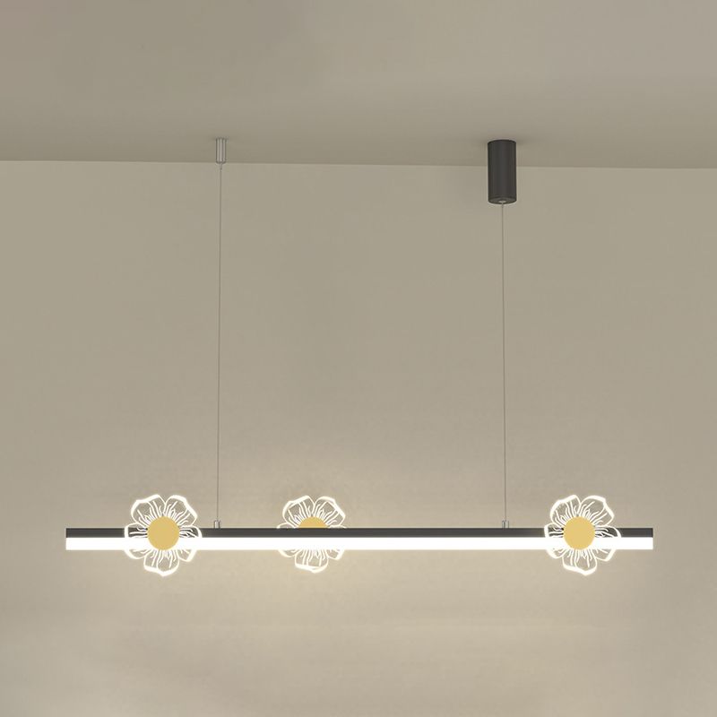 Linear Island Light Modern Lighting Chandelier Metal 1 Light Pendant Light Fixture