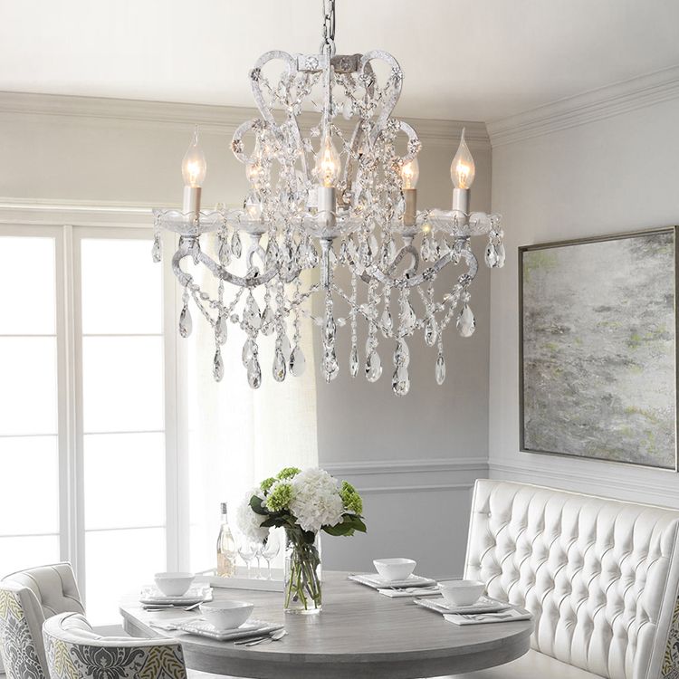 American Style Candle Chandelier Light Fixtures Multi-Head Hanging Pendant Lamps with Crystal