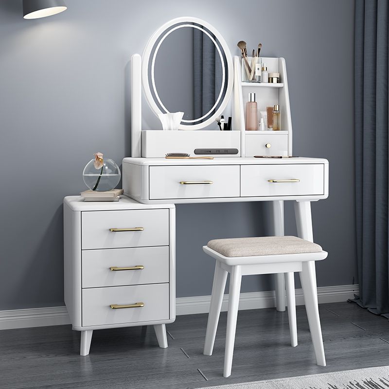 Make-up Vanity Standing Solid Wood 5 Storage Drawers Contemporary