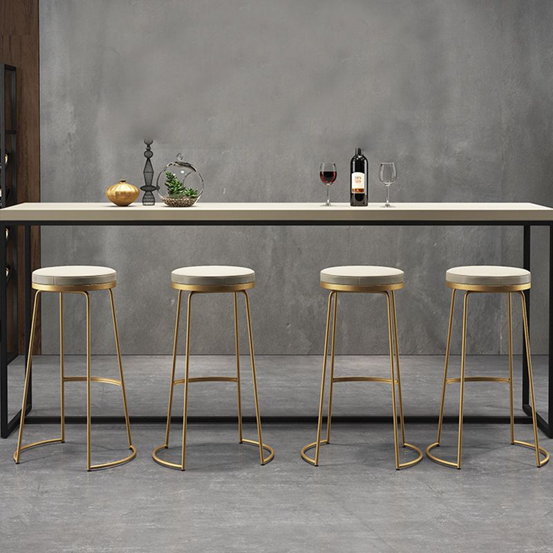 Scandinavian Round Indoor Bar Stool Faux Leather Backless Footrest Bar Stool