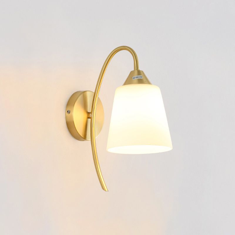Modern Minimalist Wall Mounted Lamp Glass Wall Lamp in Brass for Living Room