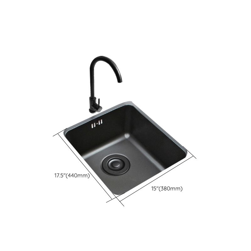 Black Stainless Steel Sink Single Bowl Undermount Sink with Basket Strainer