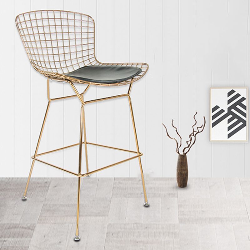 Contemporary Rectangle Bar and Counter Stool Metal Stool with 4 Legs