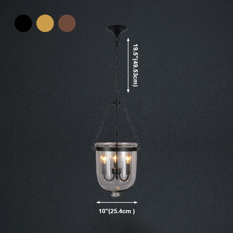Industrial Creative Style Hanging Light Wrought Iron Pendant Light with Glass Shade