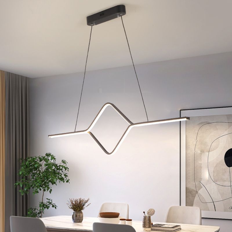 Linear Shape Island Pendant Modern Style Metal 2 Lights Island Lighting for Bedroom