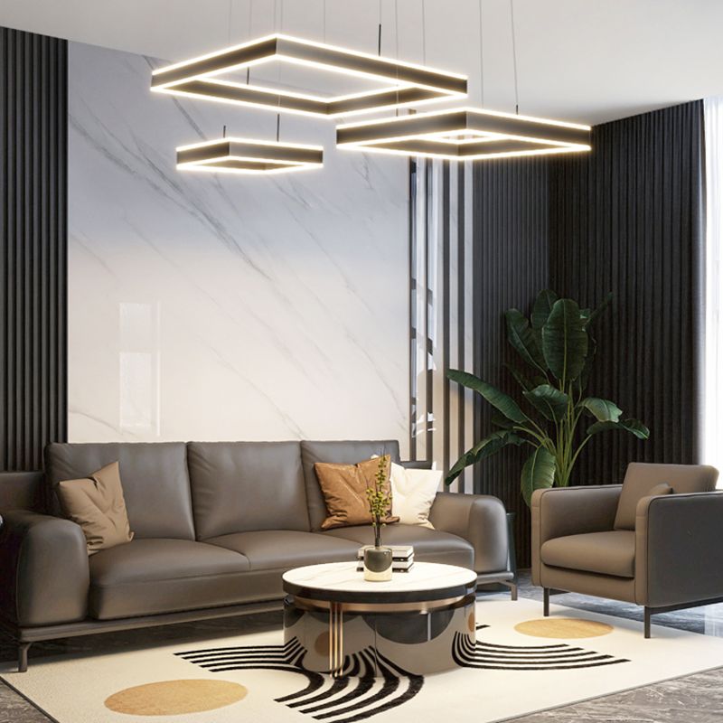 Modern vierkante kroonluchter licht multi-tier hangende hanglampen met acrylschaduw