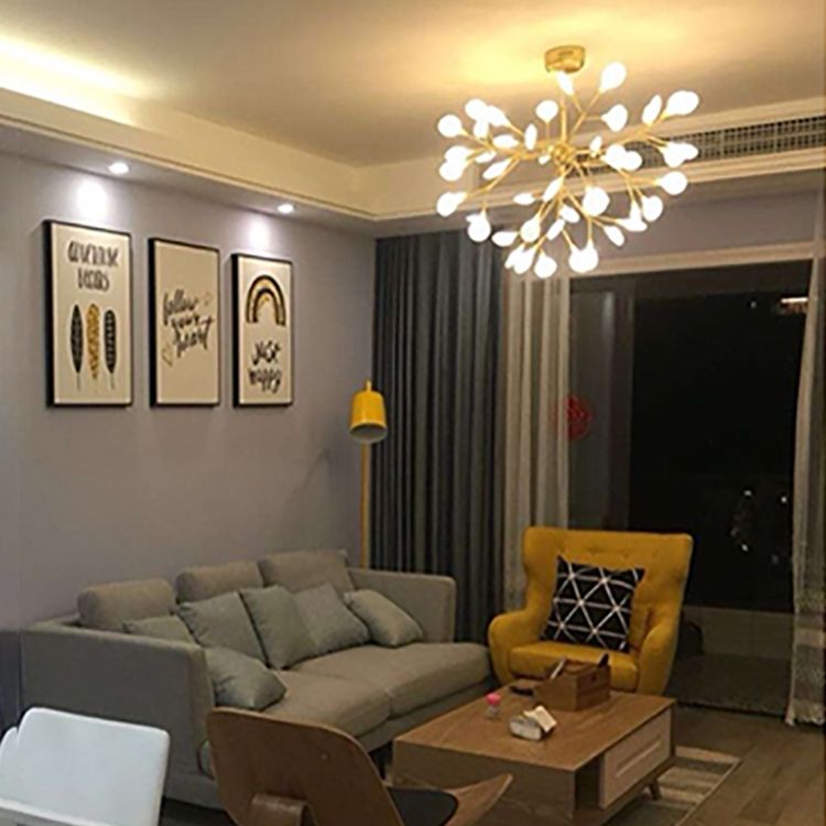 Forma di ramo lampadario moderno lucciole lampada lampadario in oro per soggiorno