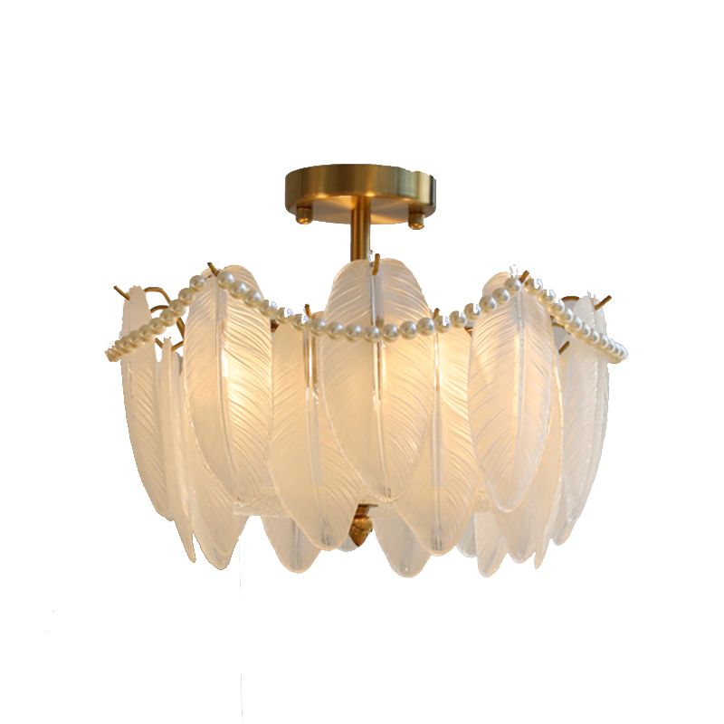 Faire de plumes lampe de plafond support de fer moderne monte à chasse à lampe à lampe en verre pour balcon