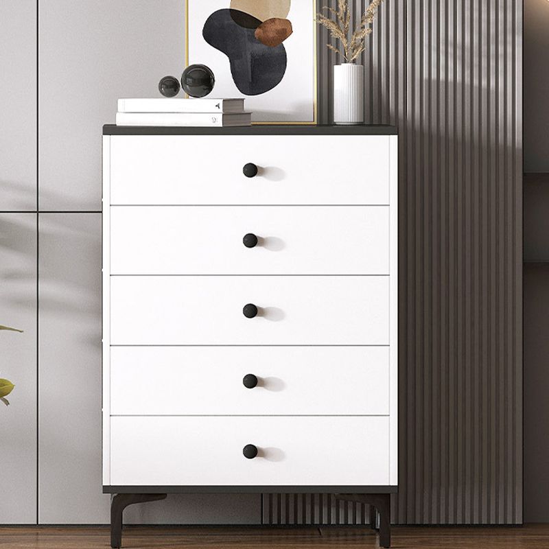 Modern White Storage Chest Dresser Wood Combo Dresser with Drawers and Doors