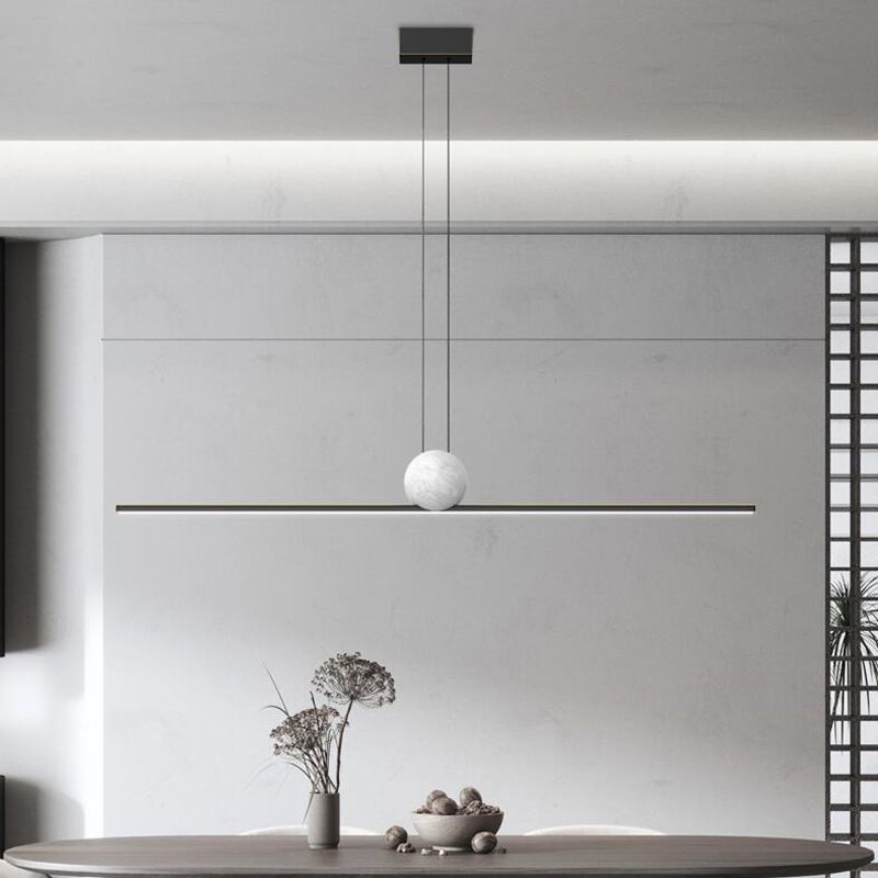 Simple Shape Modern Pendant Lighting Fixtures Metal 1 Light Island Light Fixture for Dining Room