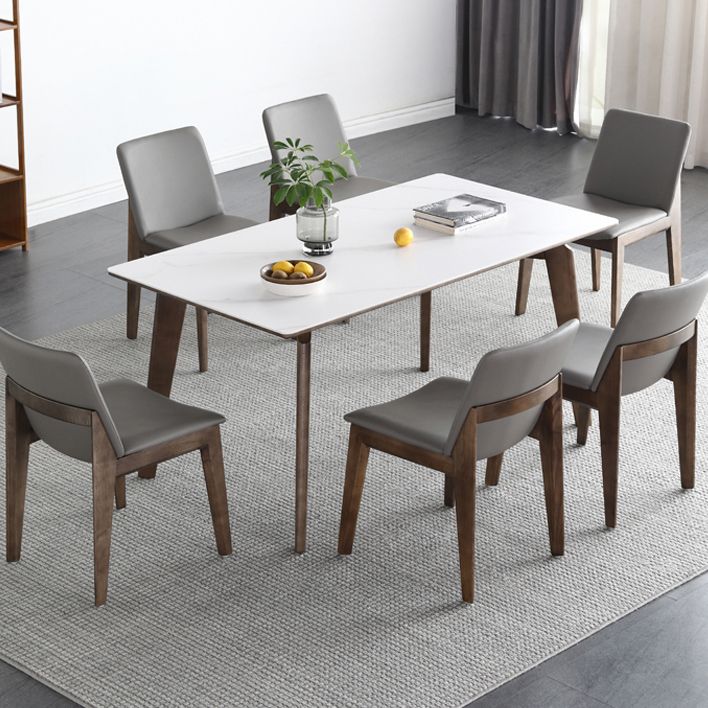 Mesa de comedor estándar blanca de mediados de siglo Mesa de comedor rectangular de piedra sinterizada para cocina
