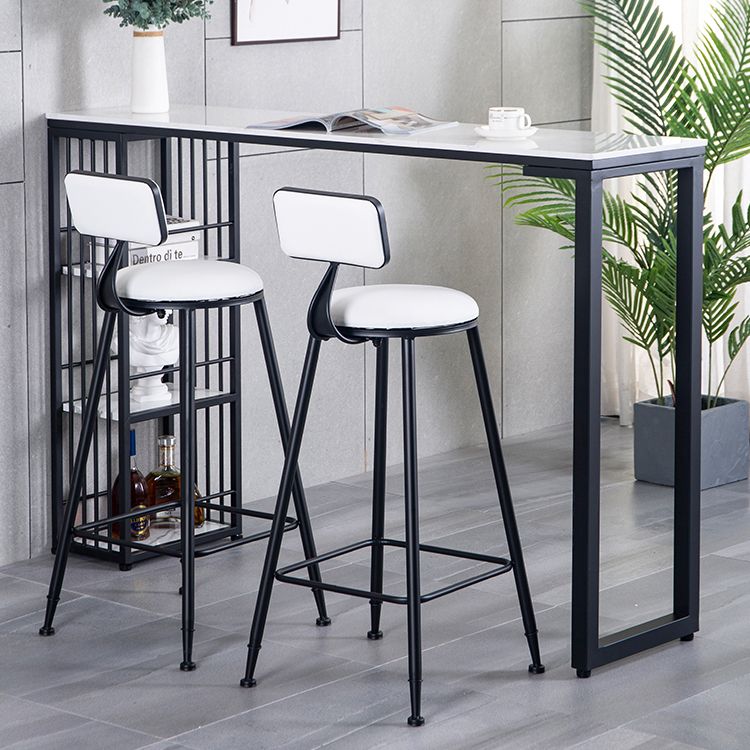Marble Bistro Table with Rectangle Table Top Double Pedestal Table - 41.3" H