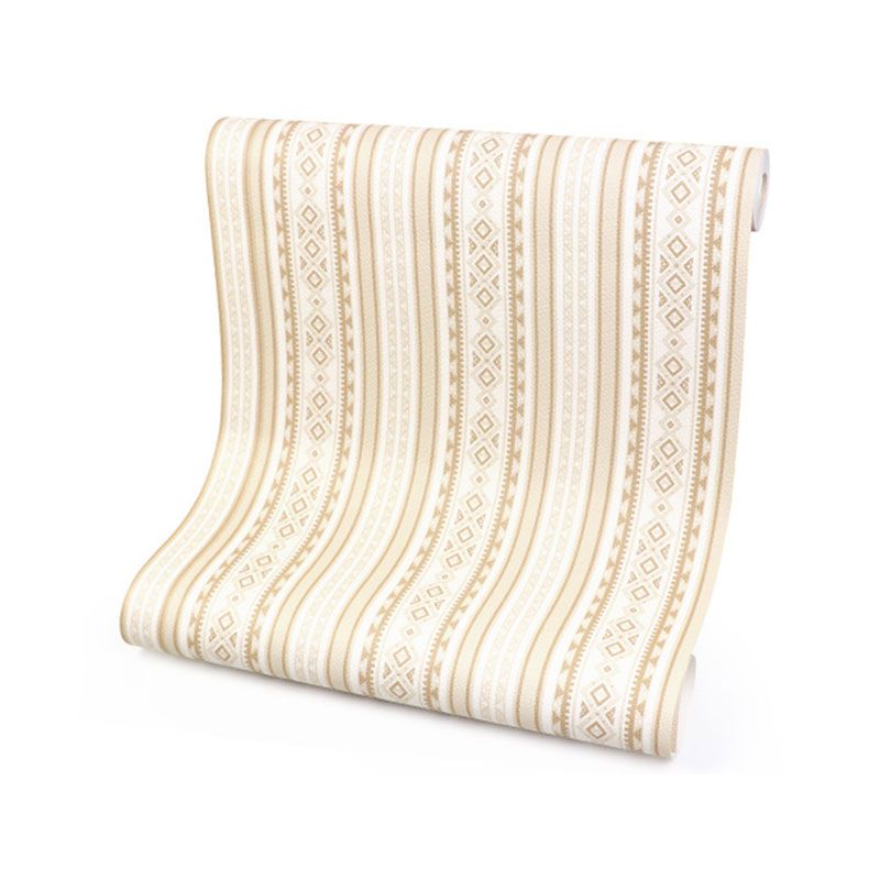 Ethnic Vertical Stripe Wallpaper Roll for Accent Wall, 33' by 20.5" Wall Decor in Natural Color