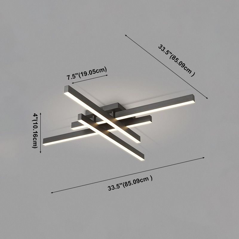 Luz de techo LED negra acrílica en soporte empotrado lineal de aluminio de estilo conciso moderno para dormitorio