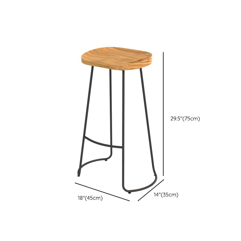 Contemporary Solid Wood Bar Stool Armless Dining Stool with Footrest