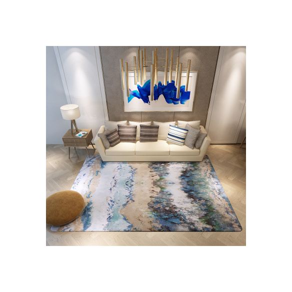 Nordic Geometric Pattern Rug Multi-Color Polypropylene Carpet Anti-Slip Washable Stain Resistant Rug for Great Room