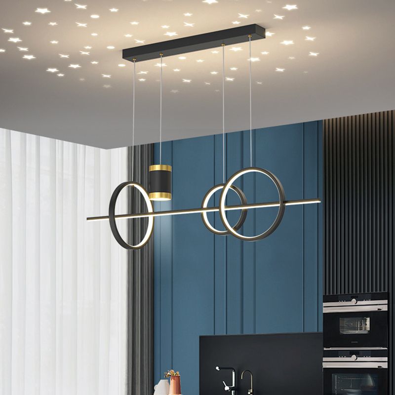 Modern Style Geometric Hanging Pendant Lights Metal 5 Light Pendant Light Fixtures