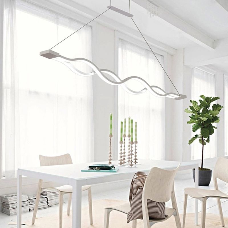 Wave Large Kitchen Pendant Lights Acrylic Modern Simplicity Island Chandelier Lights for Restaurant