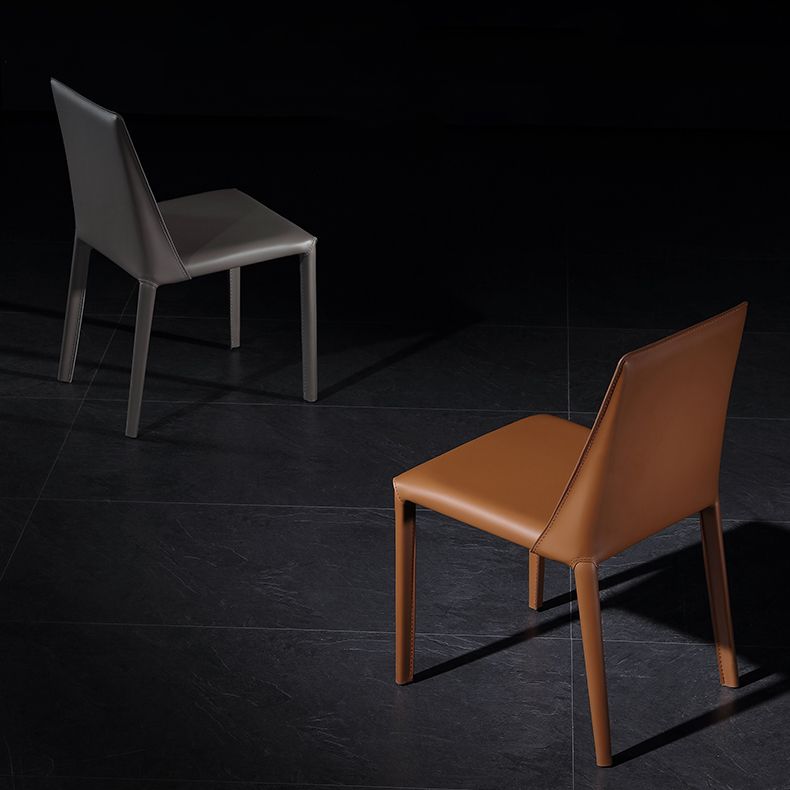 Glam Dining Room Armless Chairs Faux Leather Metal Base Dining Chairs