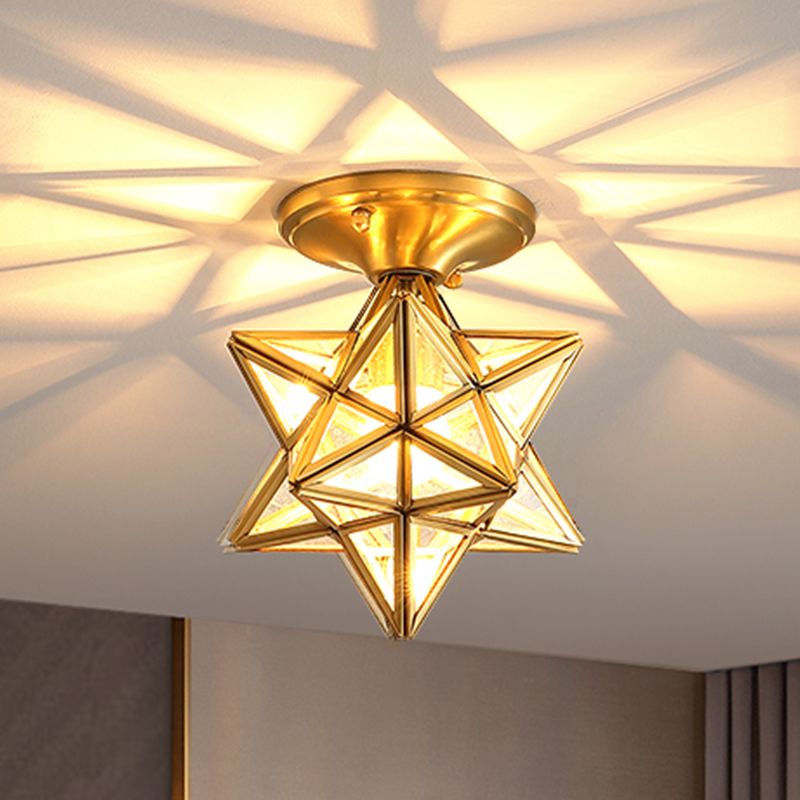Plafonnier encastré en verre, éclairage de plafond classique en or pour le salon