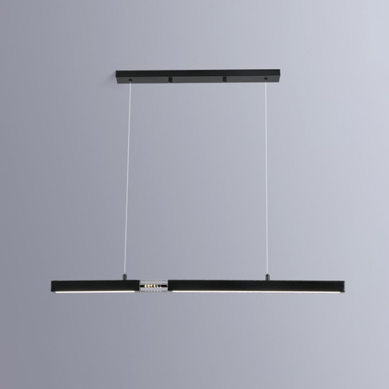 Linear Island Lighting Fixtures Contemporary Metal Island Ceiling Light for Dining Room