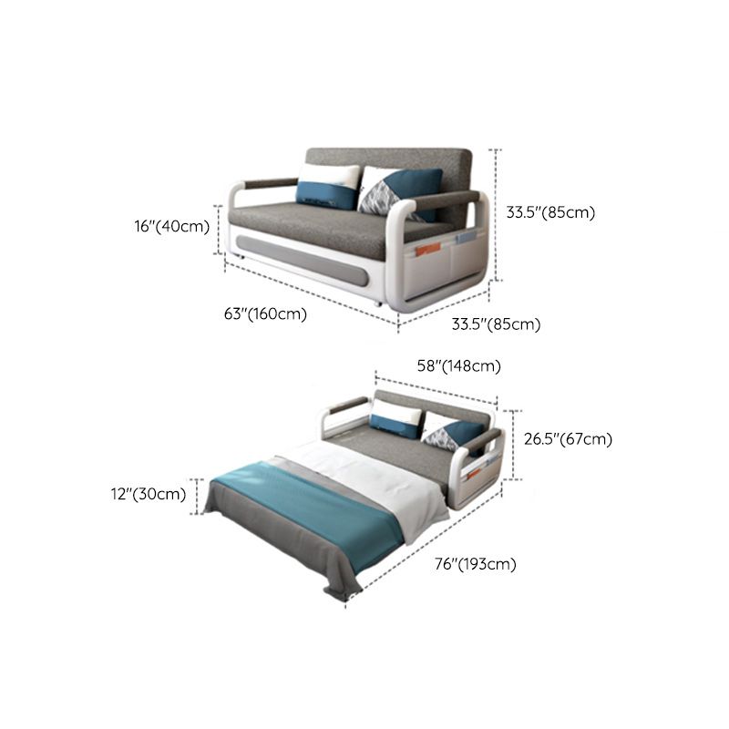 Scandinavian Styled Square Arm Sleeper 33.46"H Sleeper Sofa Bed