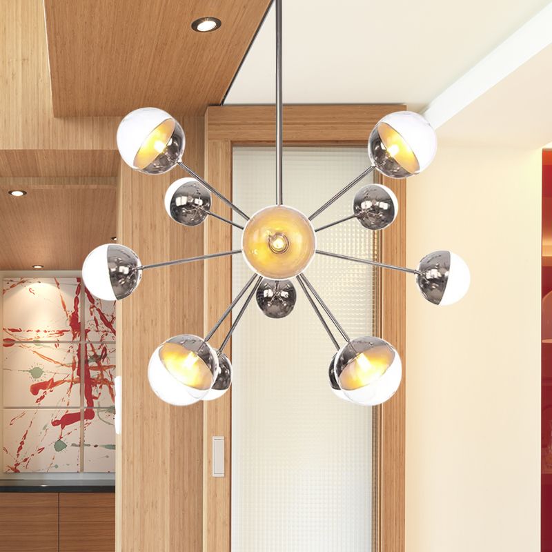 Semi-encastré Globe pour salle à manger, verre blanc/transparent/gris fumée, 9/12/15 lumières, luminaire semi-encastré contemporain en cuivre/chrome/or
