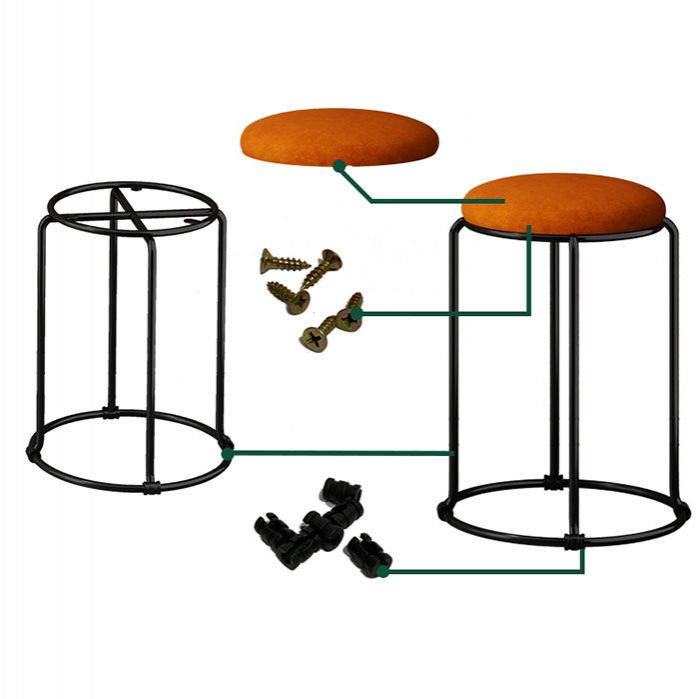 Modern Ottoman Velvet Upholstered Tear Resistant Round Ottoman with Chair Legs