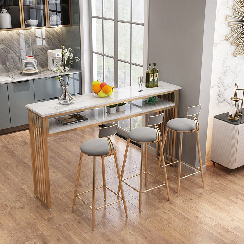 1/3 Glam Metal White and Gold Bar Stool and Table Set for Dining Room