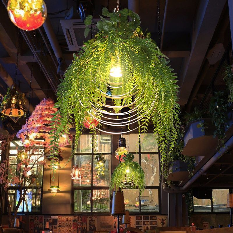 Multi Circle Iron Suspension Lighting Warehouse 1 Head Restaurant Plant Hanging Pendant in Gold