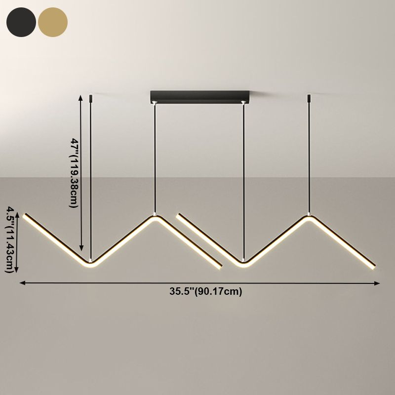 Lustres de lustre de l'île linéaire contemporaine Metal 2 Light Island Chandelier