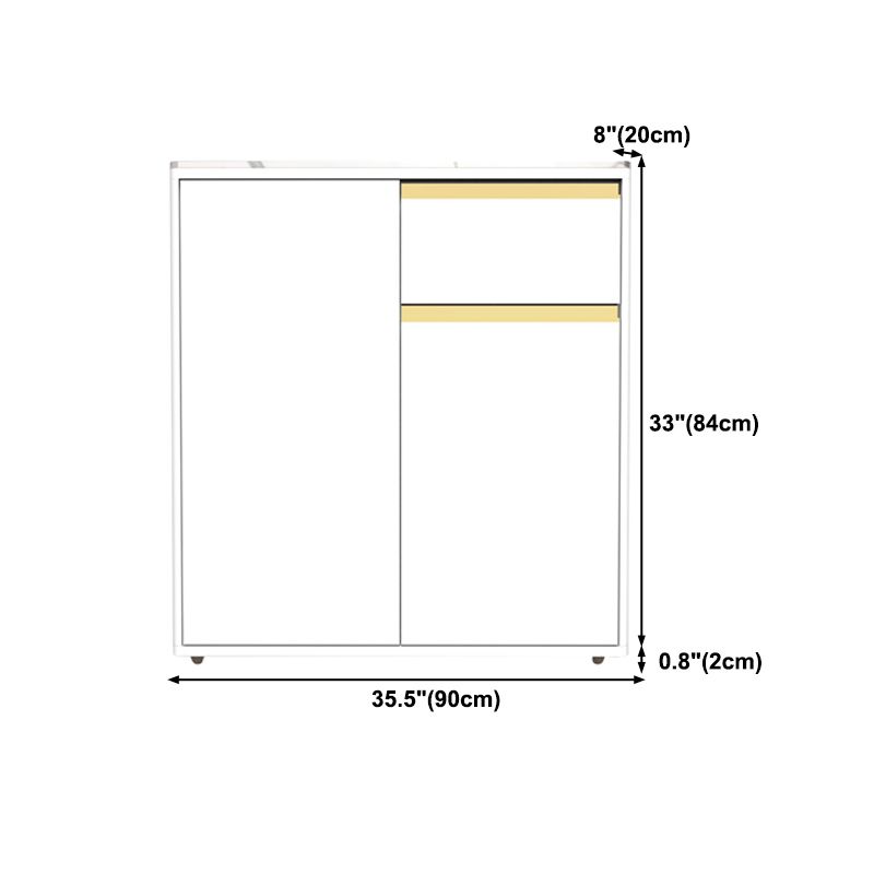 White Modern Server Engineered Wood and Rubber Wood Cabinets with Drawer