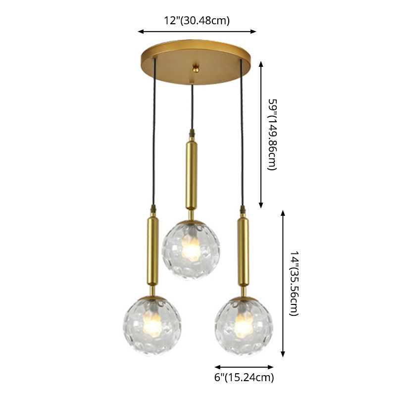 3 Lights Spherical Multi Light Pendant Creative Modern Glass Pendant for Clothing Store